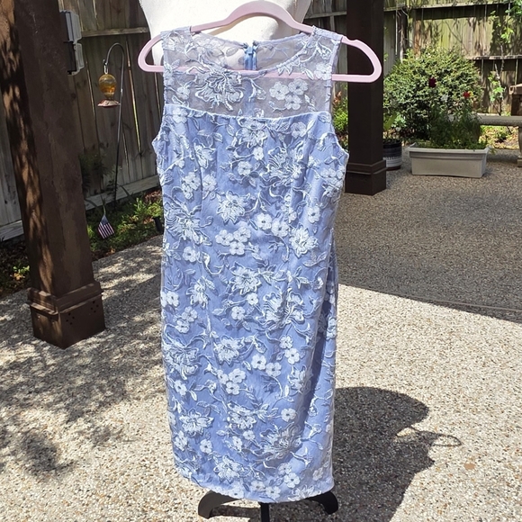 Alex Evenings Floral Lace Embroidered Sleeveless Dress Baby Blue 6 - Picture 8 of 16